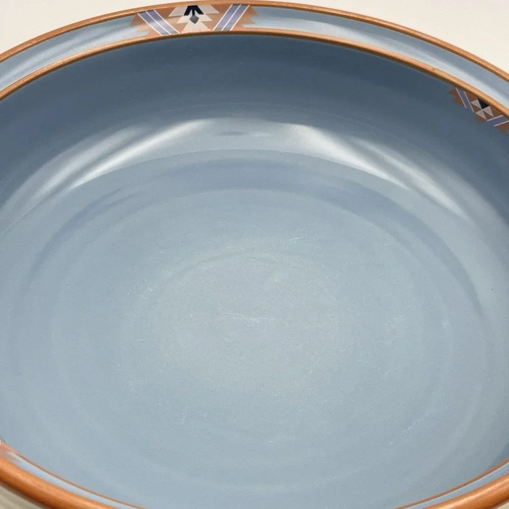 Vintage 1980s Noritake Blue Adobe Stoneware Serving Bowl 9.5